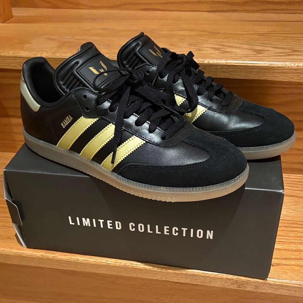 BNIB Adidas Samba Messi Soccer Limited Collection Edition Gold and Black Shoes